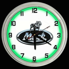 16" MACK Truck Bulldog Black Sign Green Neon Clock 