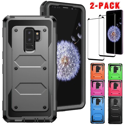 For Samsung Galaxy S9/S9+/S9 Plus Dual Layer Case Cover Glass Screen  Protector