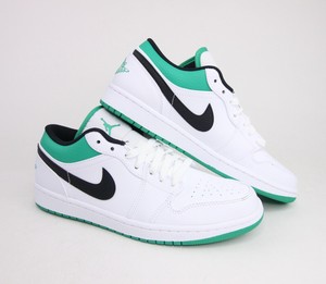 Nike Air Jordan 1 Low White Lucky Green Tumbled Leather Mens \u0026 GS  553558-129 | eBay