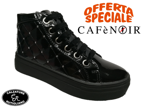 SCARPE BAMBINA SNEAKERS ALTA VERNICE NERO STRASS LACCIO CERNIERA CAFèNOIR  C-181 | eBay