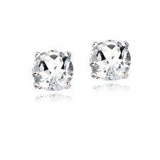 2ct White Topaz 925 Sterling Silver Stud Earrings 6mm