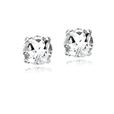 2ct White Topaz 925 Sterling Silver Stud Earrings 6mm