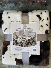 Brand New 50 60 Faux Cowhide Throw Blanket cow print Black White Brown