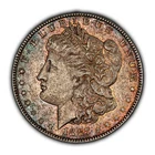 1887 $1 Morgan Silver Dollar - Thick PQ Rainbow Toning - BU - SKU-D4988