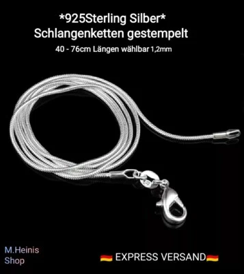 925er Sterling Silber Schlangenketten 40-76cm 1,2mm Für Frauen Männer Neu Kinder - Bild 1 von 2