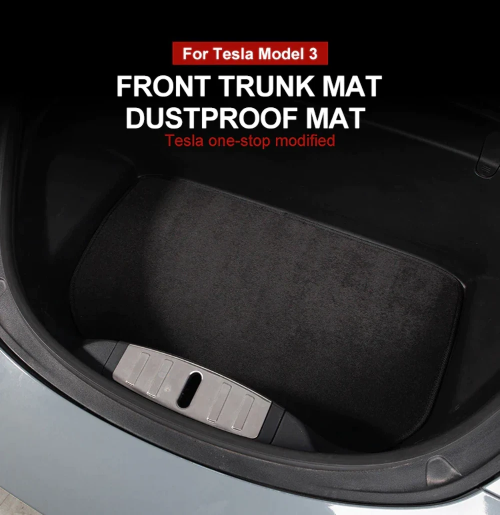 Tesla Model 3 Front Trunk / Frunk Carpeted Cargo Mat, Non-Slip, Black, 2021-2023