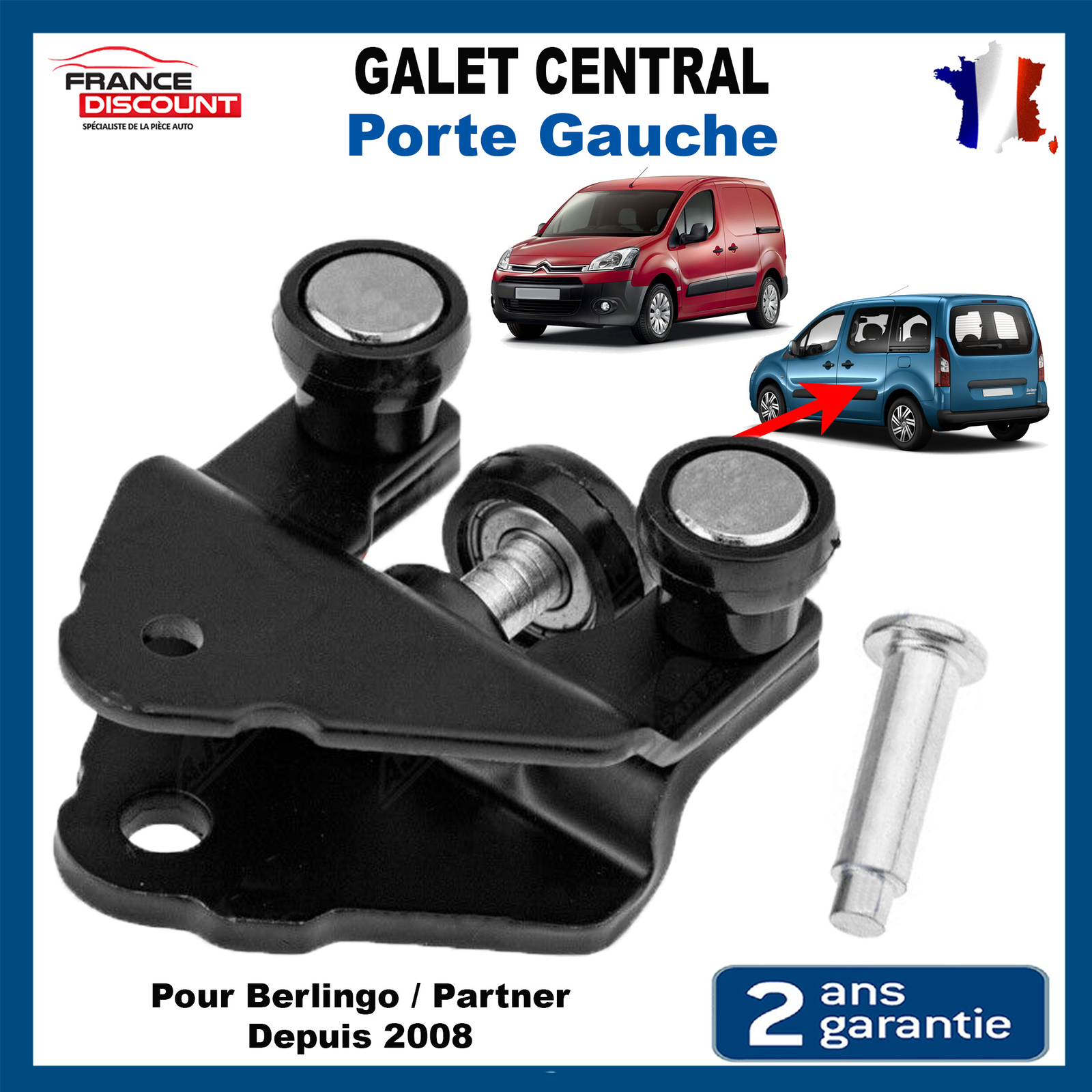 Charnière guidage porte latérale coulissante gauche 9033Z2 centre Berlingo Partner M59