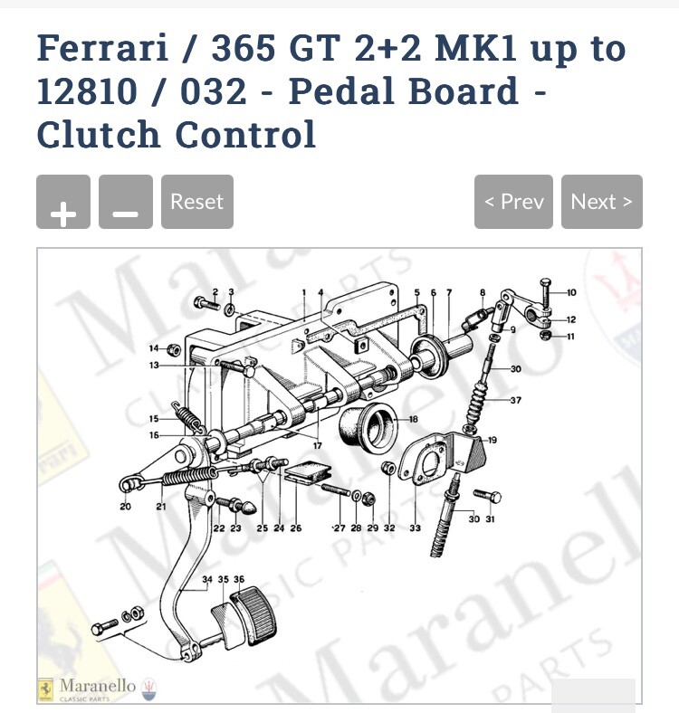 Ferrari 365GT 2+2 Brake / Clutch Pedal Box Assembly  (USED) - ORIGINAL 365 GT