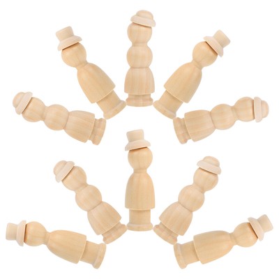  10 Pcs Hölzerner Mann Trägt Hutspielzeug Kind Holzmenschen Formen Figuren