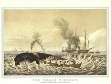 1952 Currier and Ives Lithograph - The Whale Fishery