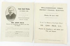 Antique Manifesto 1920s Historical Council Wellingborough Mr John Peck Politics 