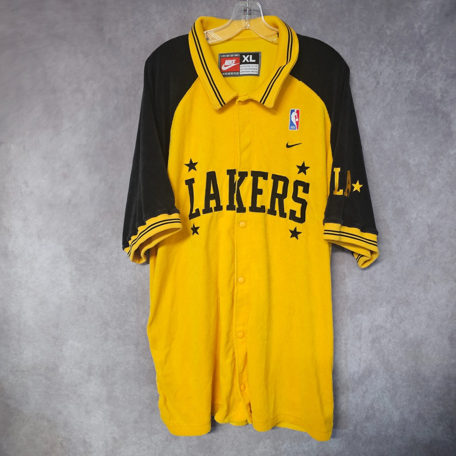 SACAI X NIKE Rara giacca riscaldante vintage Nike Rewind Los Angeles Lakers velluto pre partita uomo XL