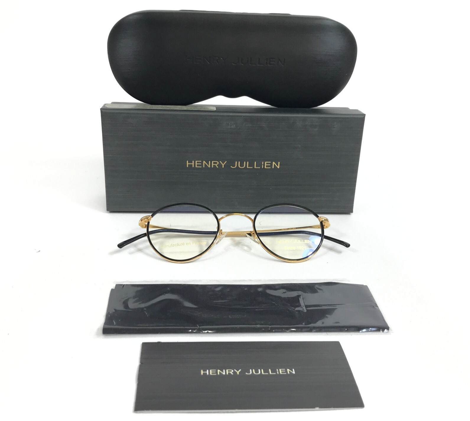 Оправа для очков Henry Jullien STORY C56P03 Черная с желтым покрытием из золота 46-24-145