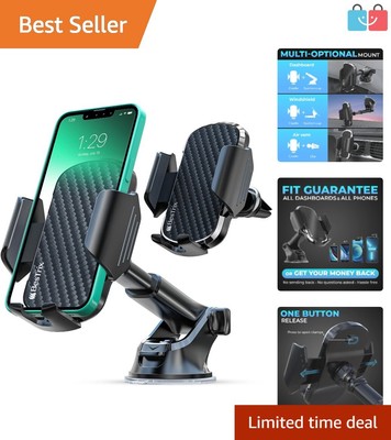 Universal Car Phone Holder - Adjustable Mount for All Smartphones Up to 6.7 