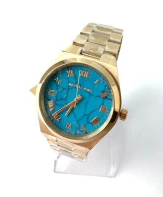 MICHAEL KORS MK7460 Uhr Damenuhr  gold  türkis Swatch Lennox - Bild 1 von 4
