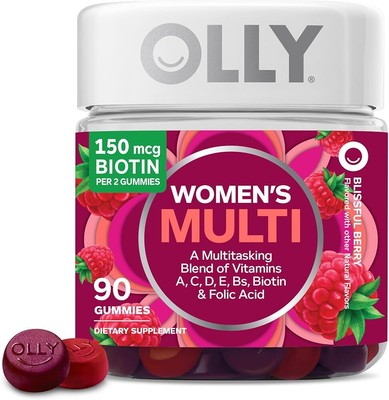 OLLY Women's Multivitamin Gummy, Vitamins A, D, C, E, Biotin, Folic Acid, Adu...