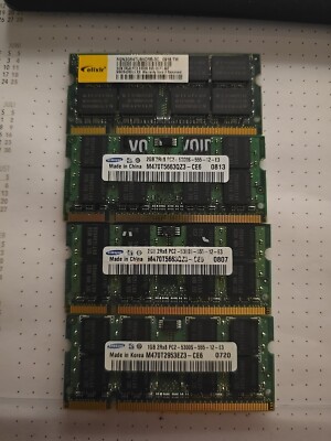 7GB Samsung & Elixir Notebook / Netbook DDR2 RAM SO DIMM PC2-5300S 2GB 1GB