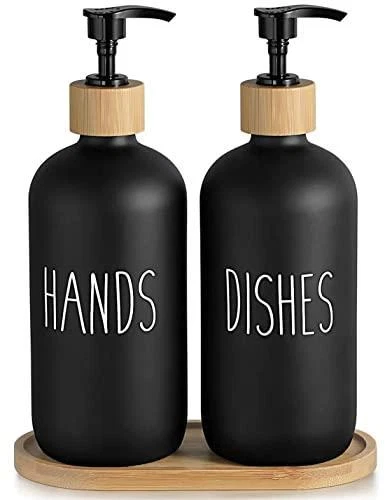 GAOHANG Dish Soap Dispenser for Kitchen Sink Glass Hand Soap