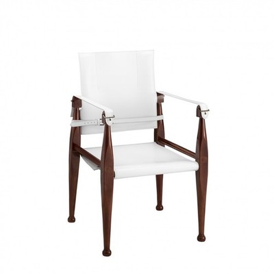 Authentic Models MF122W Bridle Leather Campaign Chair   White/Brass