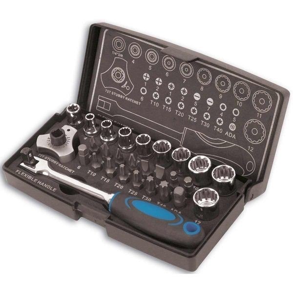28 Piece Alldrive Socket and Bit Set 1/4"" Drive  Laser 3925