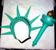Estatua Patriótica Dama Libertad Antorcha 12" y Corona Disfraz Accesorios 4 de Julio