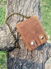 Hunter Leather Biker RFID Wallet with Detachable Long Metal Chain