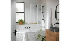 1400x840mm Folding Bath Shower Screen White Bathroom Waterproof Enclosure