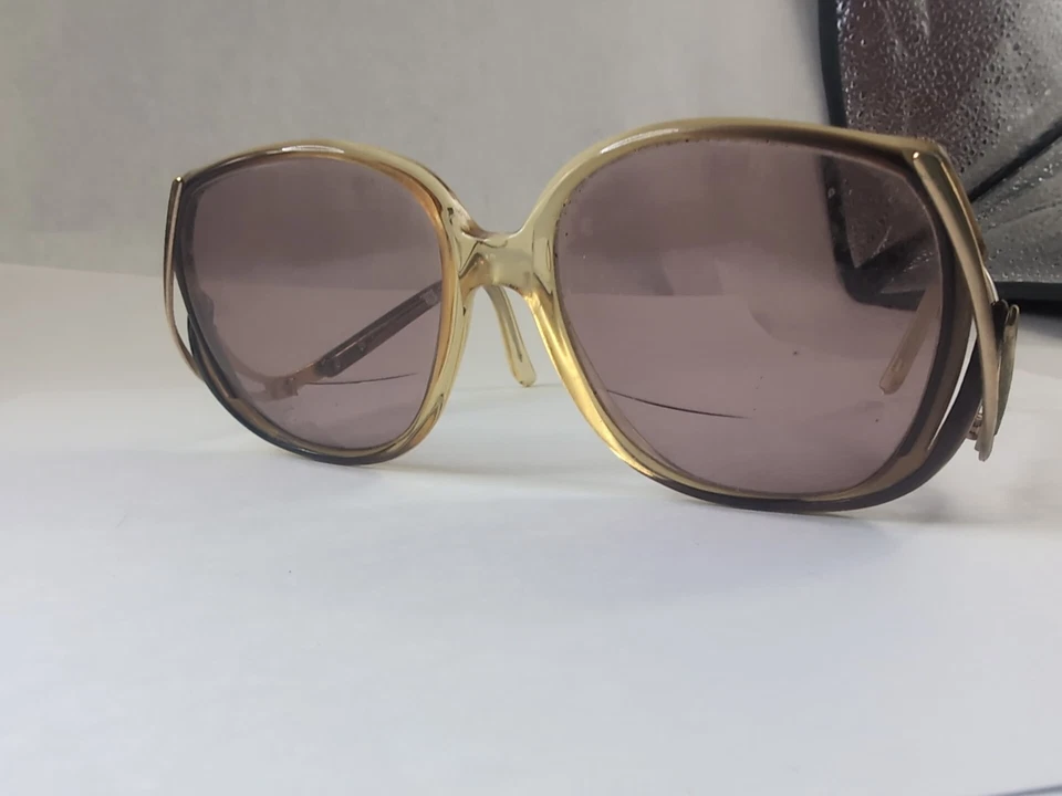 Vintage Hippie 70’s Translucent Gold Oversized Butterfly Sunglasses France 52 16 - Image 3 of 4