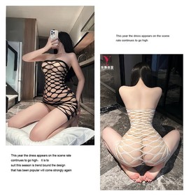 Sexy Women Fishnet Lingerie Sleepwear One Size One Piece Babydoll Mini Dress US