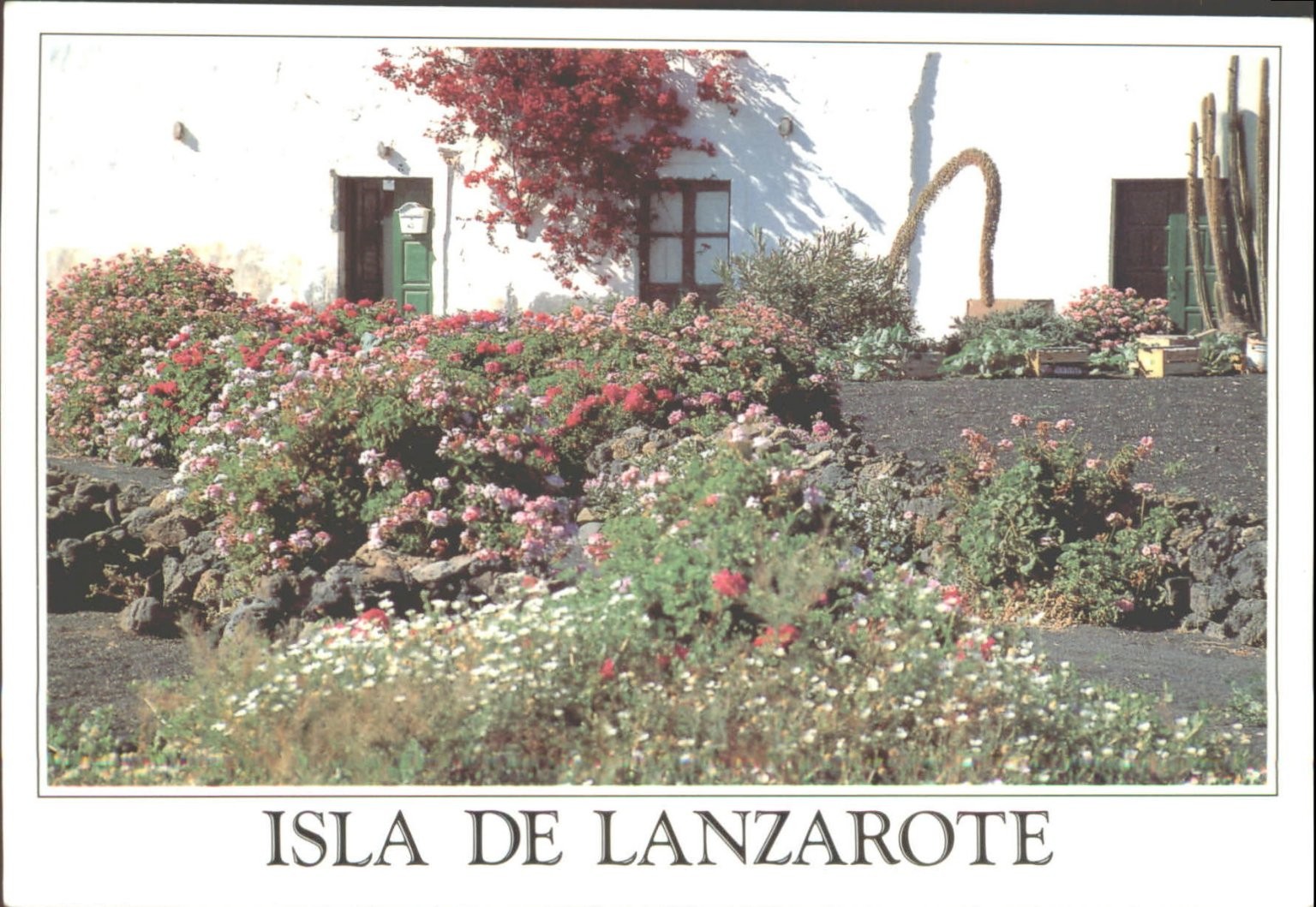 Vintage Isla de Lanzarote Postcard - Yaiza Typical House Flowers 1973