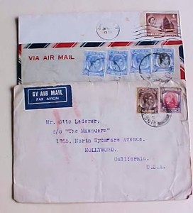 SINGAPORE  TO USA 2 COVERS TO IPEH ALL IN 1950's