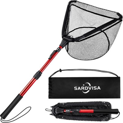 Upgraded Foldable Floating Fishing Net, Tangle-Free Anti-Snag Coated Landing Net