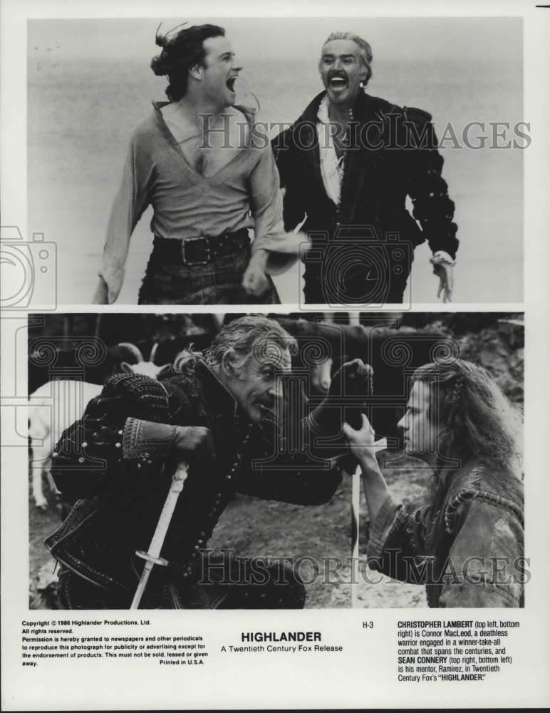 1986 Press Photo Christopher Lambert & Sean Connery In Scenes From 
