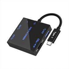 High Efficiency USB 3.0 Hub TF Card Reader 5 In 1 Multiple Port LED Light Design