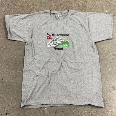 VTG DANFE Embroidered Mt. Everest Nepal Top of the World T-Shirt Sz 44 XL RARE
