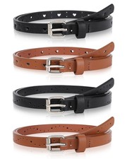 Kids Belt for Girls4 Pcs Durable PU Leather Belt Metal Buckle Heart Circle Ho...