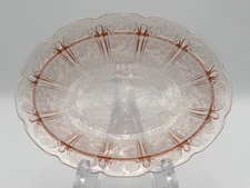 9" Pink Jeanette Glass Cherry Blossom Oval Serving Bowl 1930-39 Vegetable