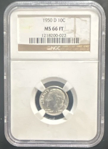 Roosevelt Dime 1950-D NGC MS 66 FT Silver 10C KM#195 Cert#1218200-022