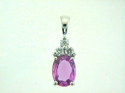 LeVian 14K Weißgold Halskette mit Anhänger mit 1,35 TCW rosa Saphir und Diamant
