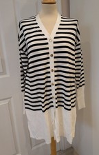 Seraphine black white striped button through maternity cardigan small brand new