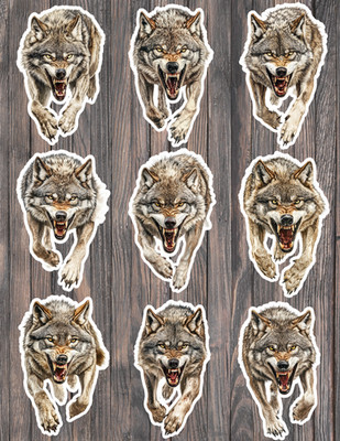 Snarling Wolf Die Cut Vinyl Stickers Scrapbooking Laptop Waterbottle