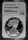 1996-P (PF70 Ultra Cameo) Proof American Silver Eagle $1 ASE NGC
