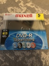 Maxell DVD-R Sparklers 5 Pack Assorted Multi Colored 4.7GB Jewel Case New