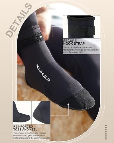  Neoprene Water Socks 3mm, Sand Proof Beach 3X-Large Black 01-high Cut