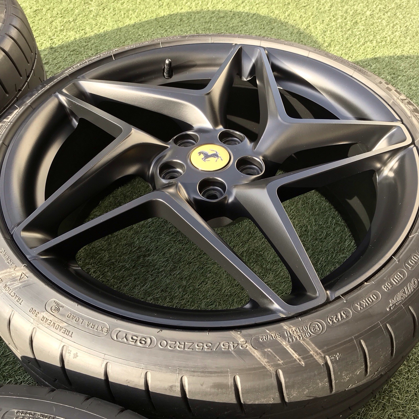 20 FERRARI F8 RIMS TIRES FACTORY OEM 861242 861252 TRIBUTO GENUINE BLACK