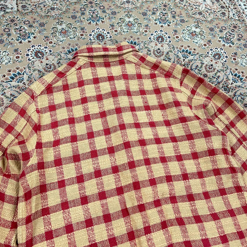 [New, Size UK40] Drake’s Red Gingham Check Linen Cotton Chore Jacket image 7
