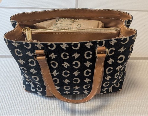 CELINE C Macadam Denim Handbag Blue Medium Used From Japan