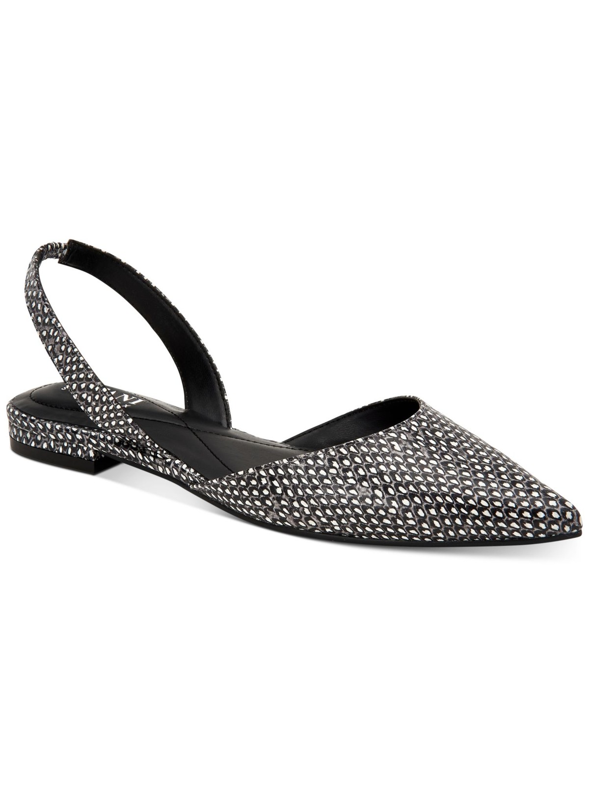 ALFANI Womens Gray Snakeskin Ryann Pointed Toe Block Heel Slip On Flats 65 M 5790₽