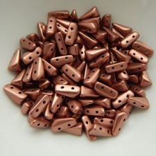30 Beads - 5x8mm Vexolo 2-Hole Matte Metallic Bronze Copper Czech Glass