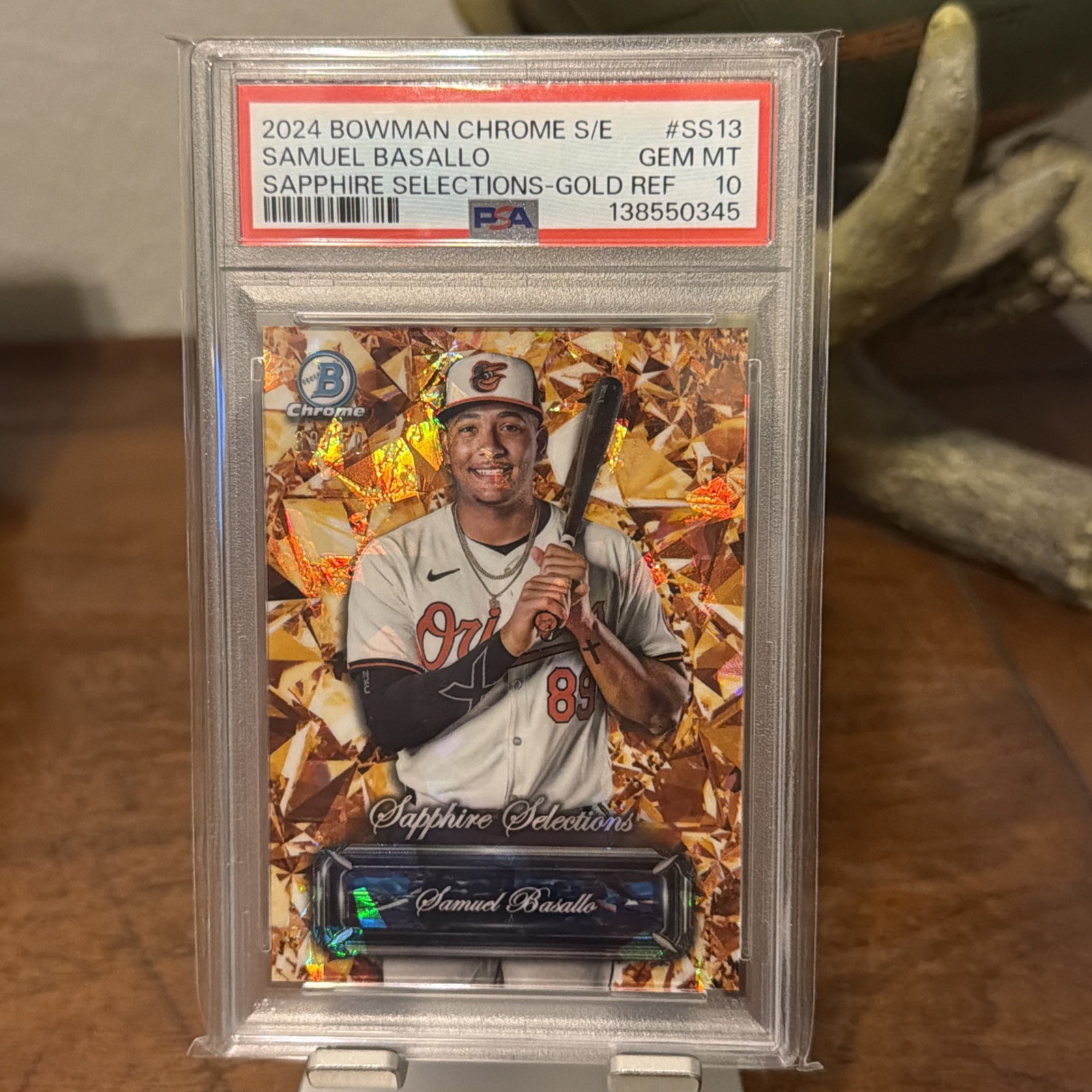 2024 Bowman Chrome Sapphire Samuel Basallo Sapp. Selections Gold Ref. /50 PSA 10